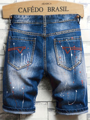 Men's Ripped Denim Shorts Casual Street Style Distressed Washed Denim Summer