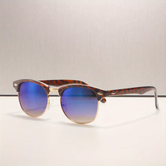 Round Frame Sunglasses Gradient Lens Rivet Decor Glasses UV400