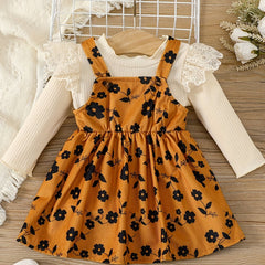 Baby Girls Ruffled Top & Corduroy Dress Set