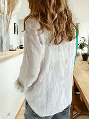 Colorblock Cartoon Print Button-Up Casual Blouse