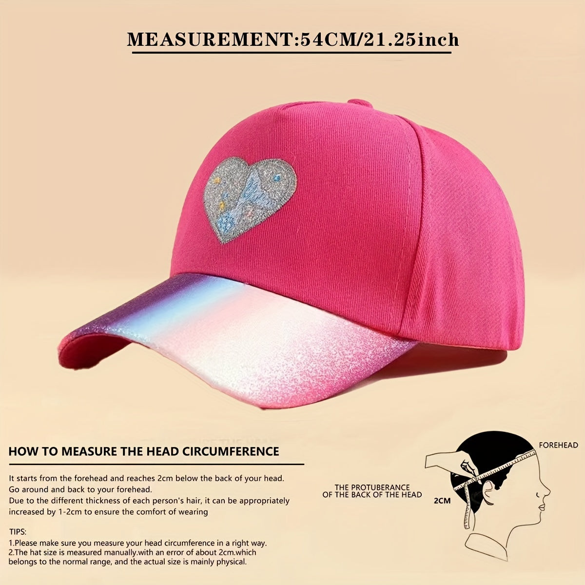 Kids Rainbow Embroidered Love Baseball Cap Visor