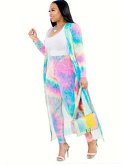 Printed Two Piece Set Coat & Pants Outfit