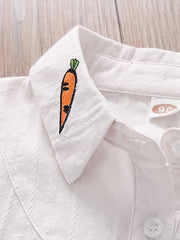 Girls Bunny & Carrot Pattern Shirt Long Sleeve Tops