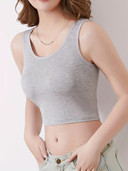 Padded Crop Tank Top Comfy Crew Neck Sports Vest Women's Lingerie