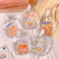 Cartoon Transparent Hot Water Bag Girly Portable Water-filled Hot Water Bottle