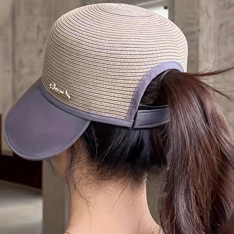 Wide Brim Sunshade Ponytail Visor Hats Adjustable Fisherman Cap