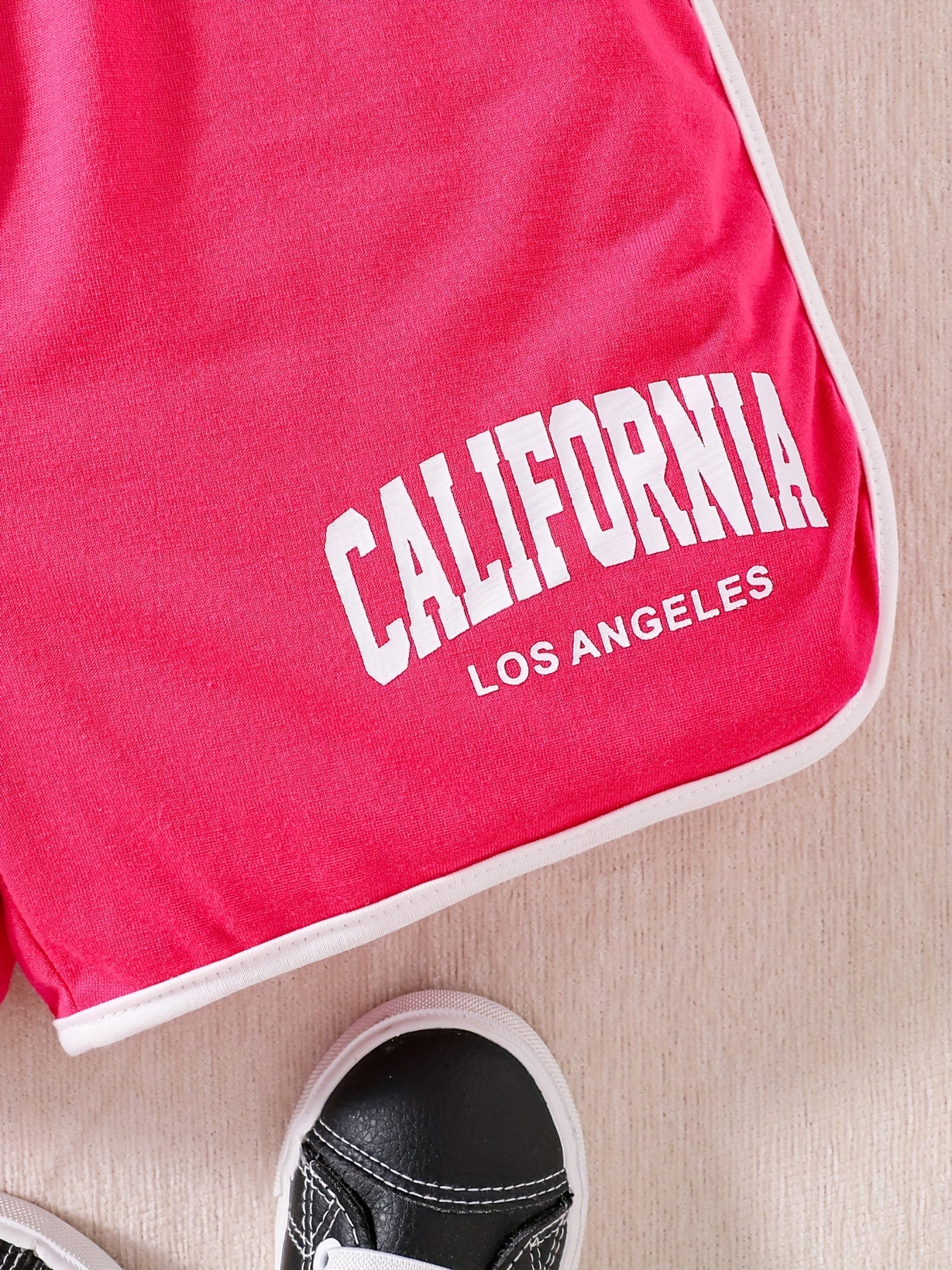 Girls Red California Print Shorts for Summer