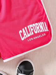 Girls Red California Print Shorts for Summer