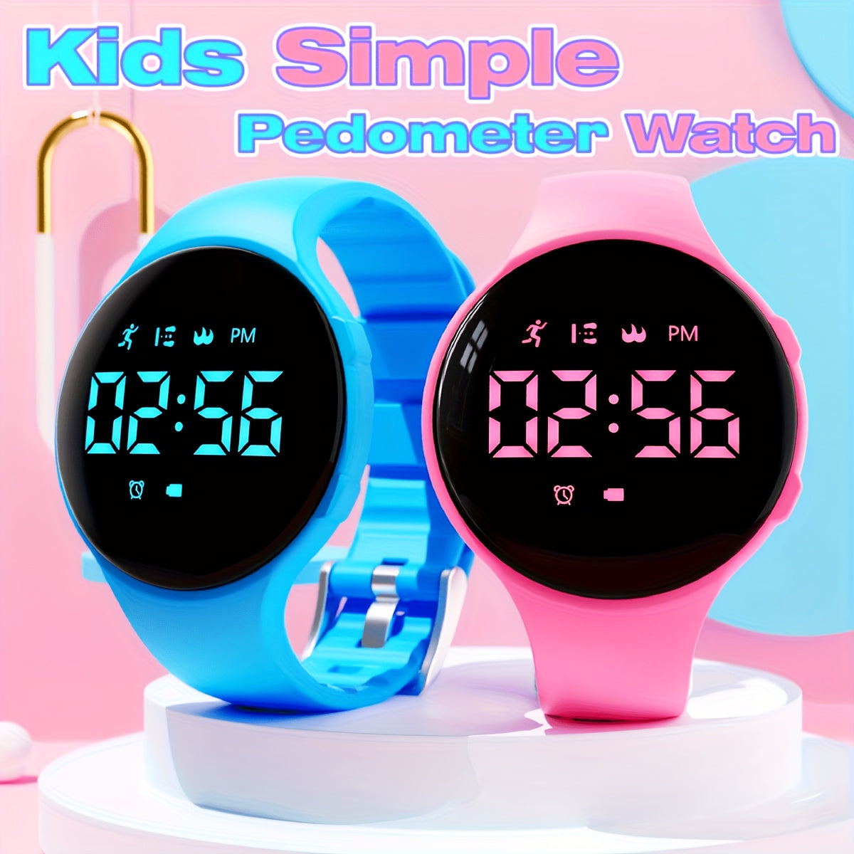Kids LED Fitness Tracker Watch Non Wireless Digital Pedometer Waterproof