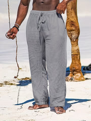 Men's Drawstring Beach Pants Solid Casual Baggy Trousers