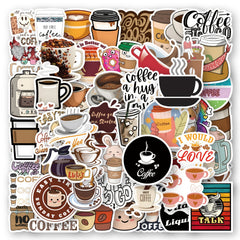 53 Pc Coffee Sticker Pack for Parties & Coffee Accessories