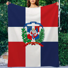 Dominican Flag Pattern Blanket Soft Plush Blanket for Sofa Bed Couch