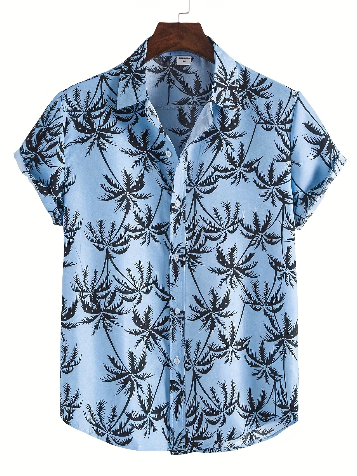 Coconut Tree Print Hawaiian Shirt Men's Casual Short Sleeve Vacation Resort Top