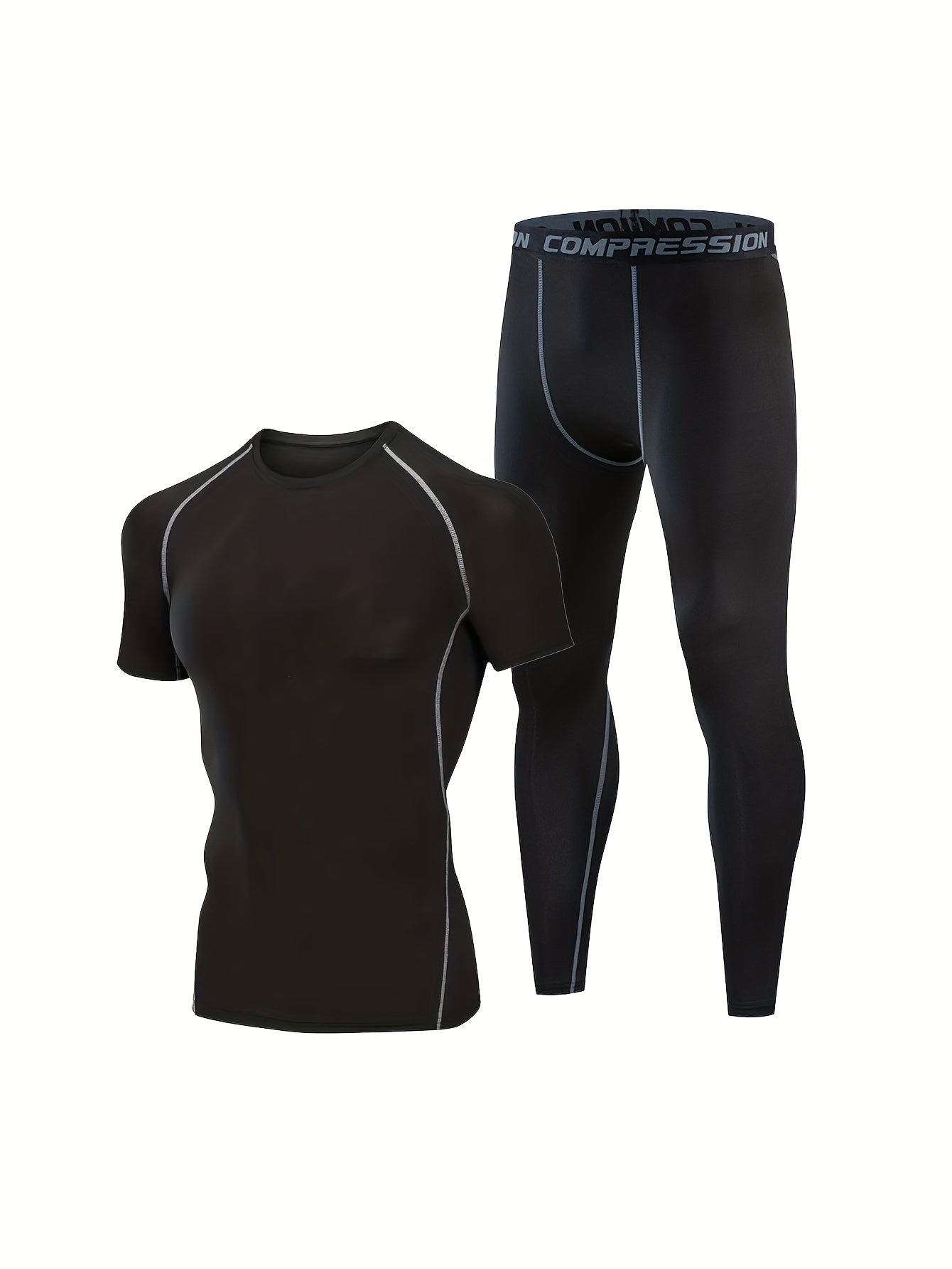 Men's Quick Drying Compression T-shirt & Leggings Set for Basketball Fitness