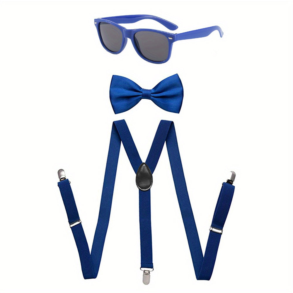 Neon Suspender Bow tie Sunglasses Set Adult Kids