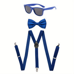 Neon Suspender Bow tie Sunglasses Set Adult Kids