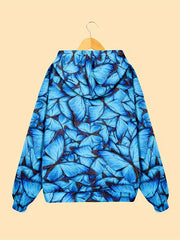 Cat & Butterfly Hooded Sport Sweatshirt Women's Tops
