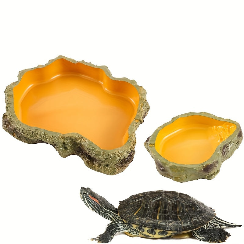 Resin Rock Dish Reptile Amphibian Feeding Bowl for Pets