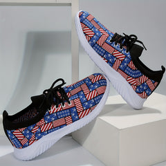 Women's Stripe Graphic Running Shoes Breathable Lace Up Sneakers