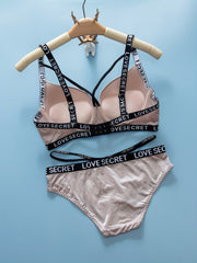 Letter Print Bra & Panties Lingerie Set