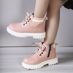 Vintage Ankle Boots For Girls Kids Wear resistant Non Slip Boots With Zipper