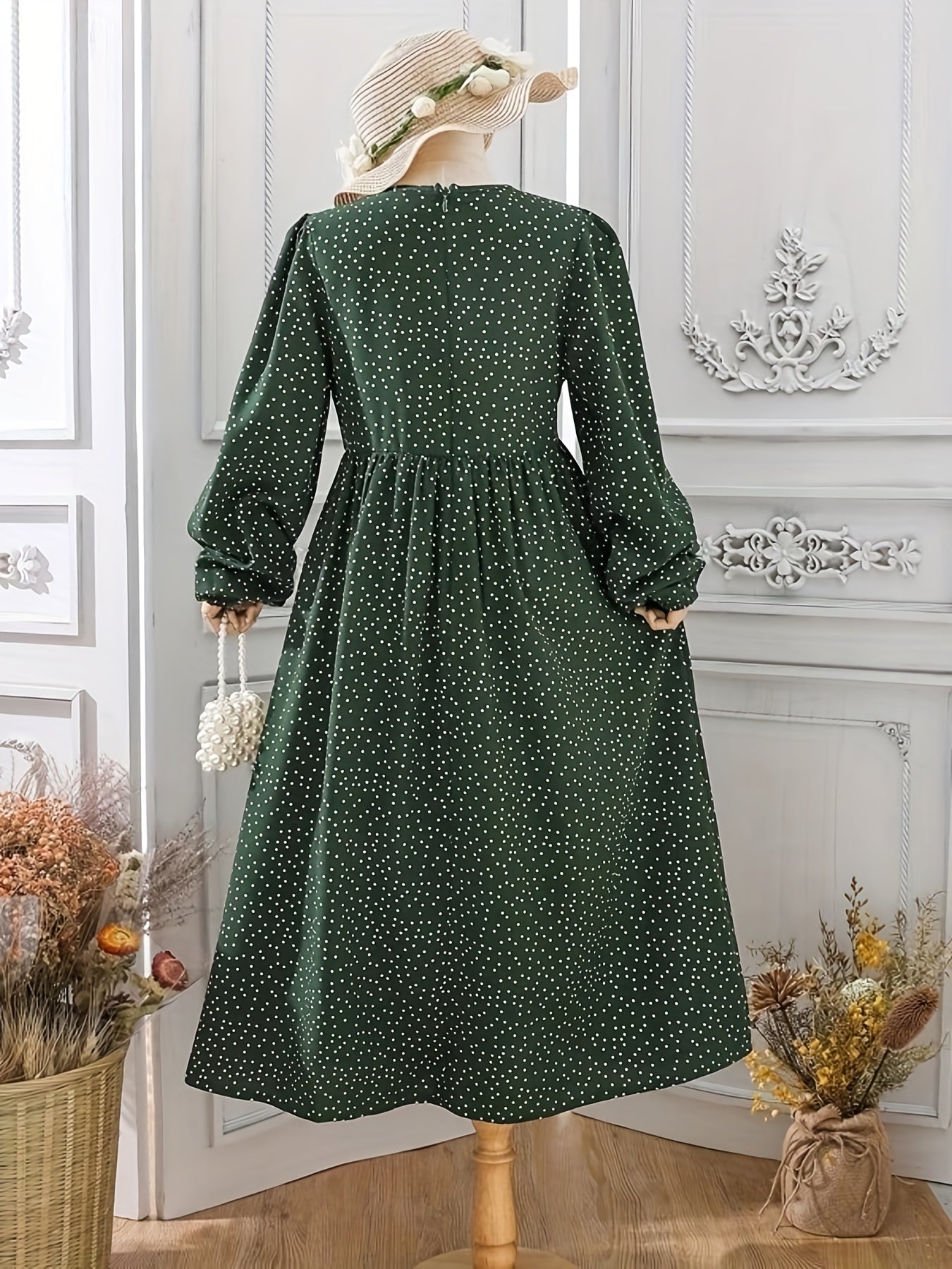 Girls Polka Dot Long Sleeve Dress for Fall Spring