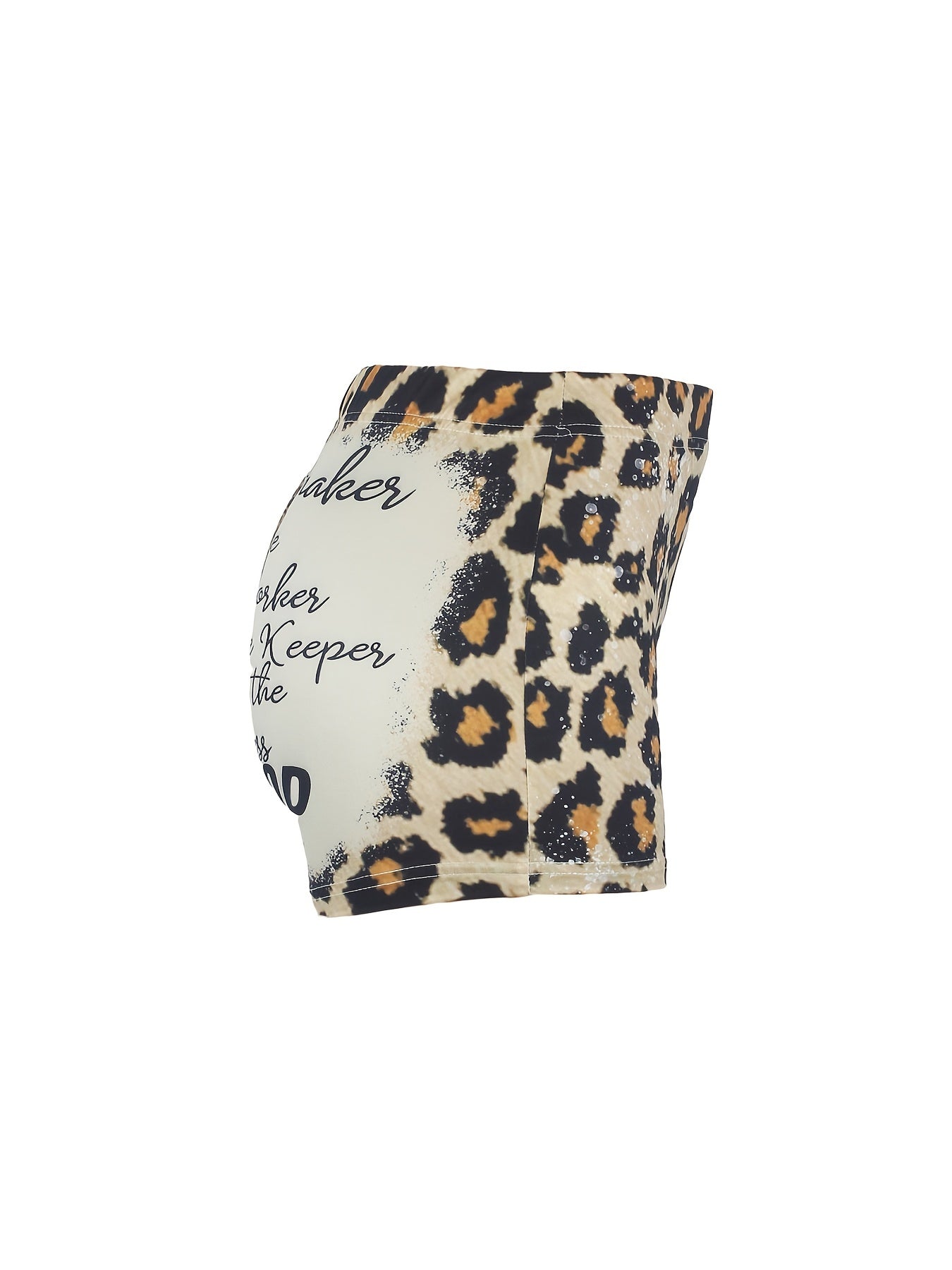 Letter & Leopard Print Skinny Shorts for Women