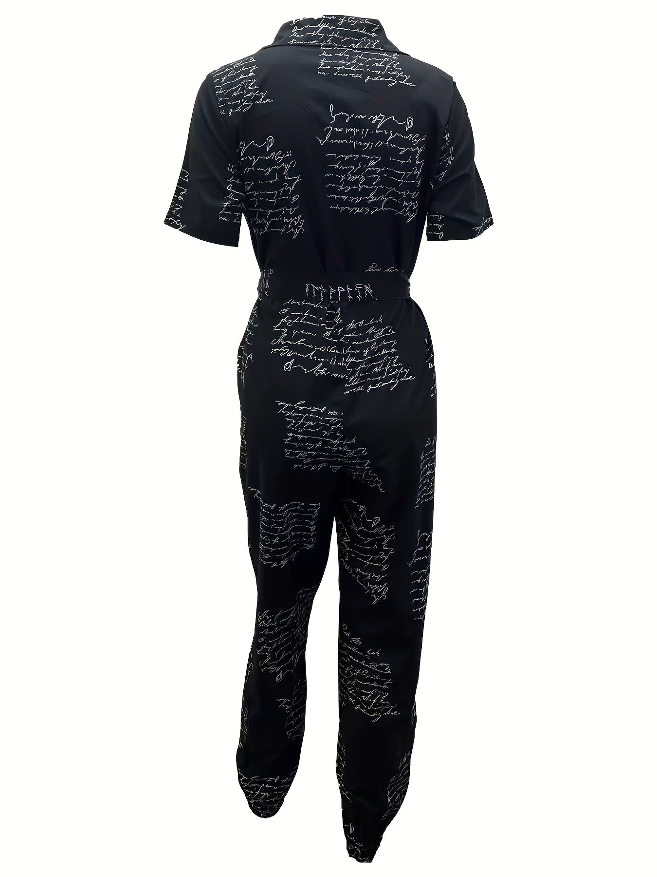 Button Front Jumpsuit Collar Short Sleeve Women's Clothing