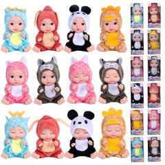 6pcs Animal Costume Dolls 12 Realistic PVC Toys in Red & Yellow Pink