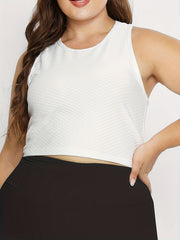 Textured Racer Back Crop Tank Top