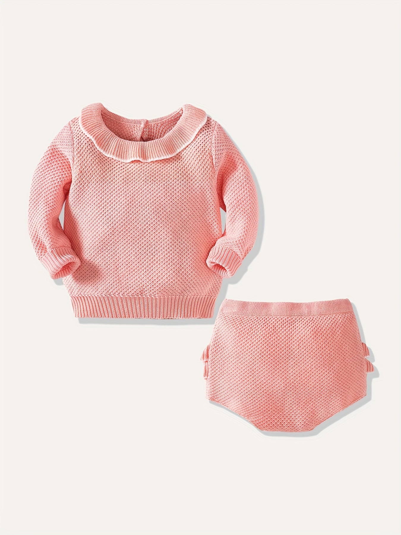 Baby Knit Sweater Set Long Sleeve Pullover Top Shorts 2pc Cotton Set