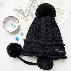 Winter Beanie Pom Pom Hat Stretch Knit Outdoor Sports Ski