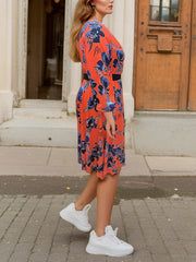 Women's Plus Floral Print Lantern Sleeve Dress