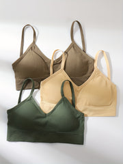 3pcs Solid Cami Tops Soft & Comfy Crop Top Women's Lingerie