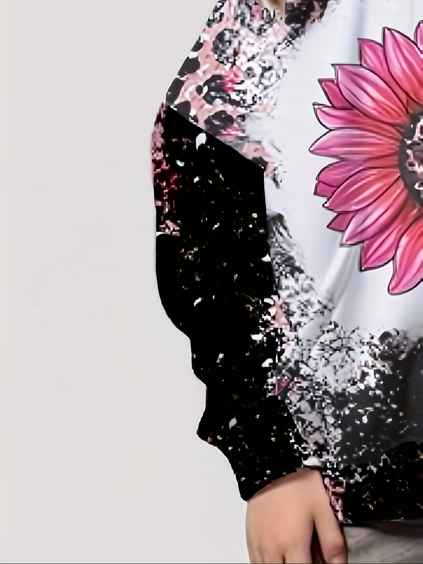 3D Sunflower Graphic Leopard Print Hoodies Girls Comfy Pullover Tops
