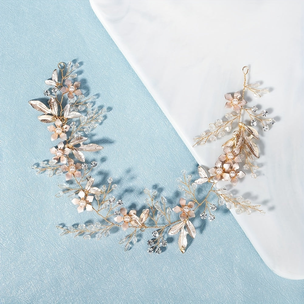 3pcs Flower & Crystal Bridal Headwear Hair Band & Pin