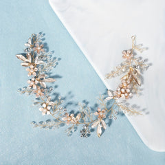 3pcs Flower & Crystal Bridal Headwear Hair Band & Pin