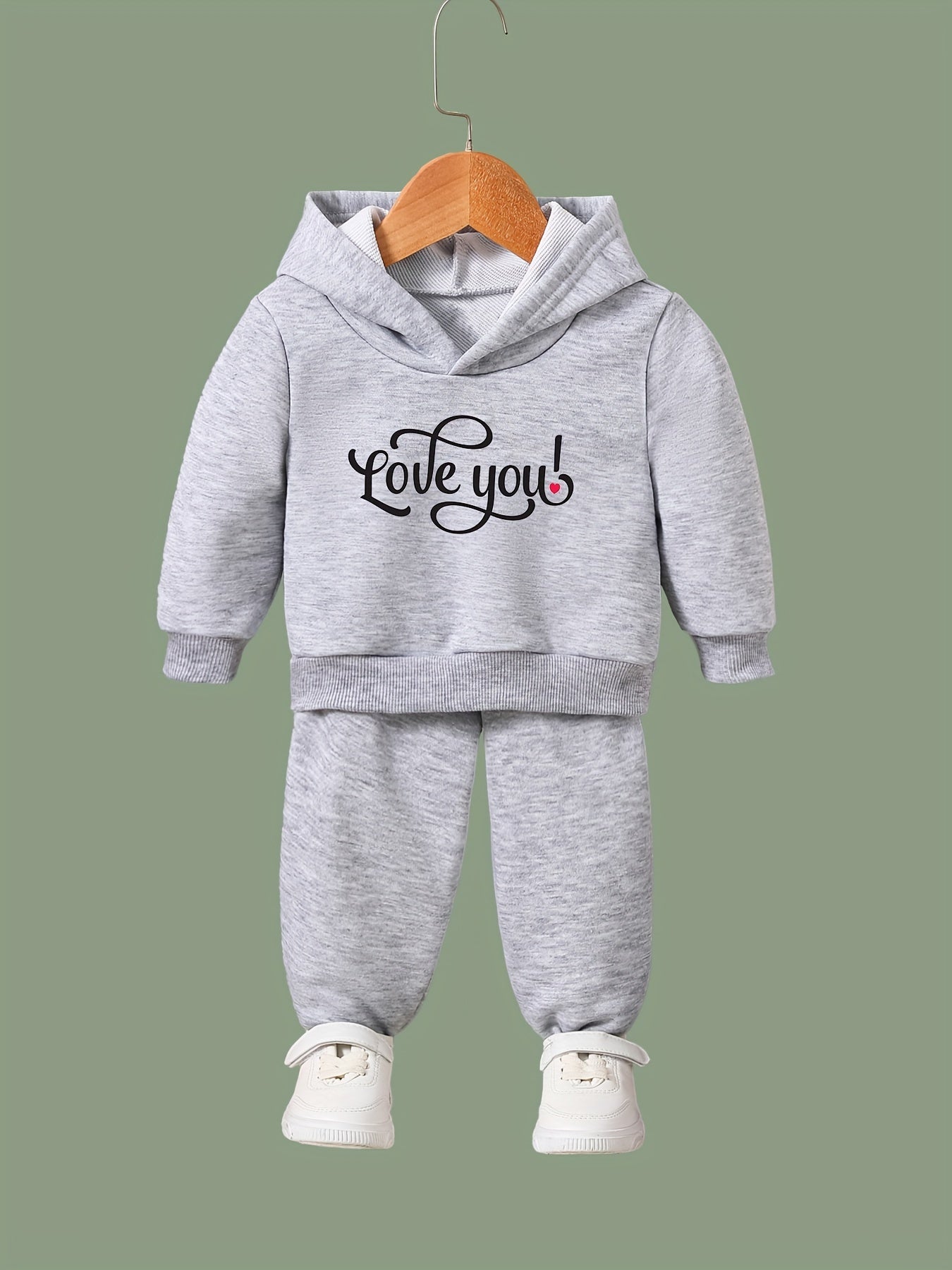 OERYUI Breathable Activewear Set LOVE YOU Hoodies Pants Set