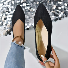 Women's Striped Detail Flat Shoes Pointed Toe Comfy Slip On