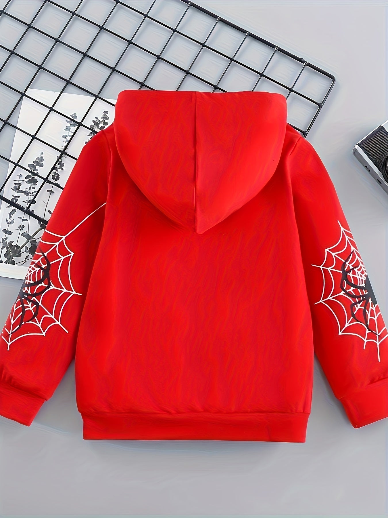 Spider Graphic Print Boys Zip Up Hooded Sweatshirt Casual Long Sleeve