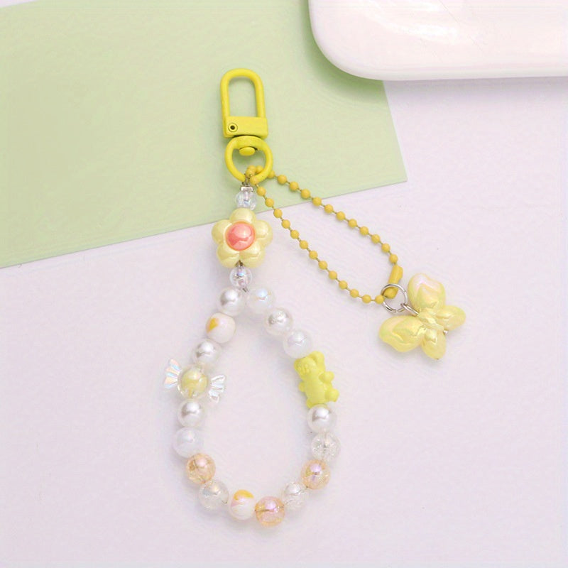 Crystal Butterfly & Bear Keychain - Sparkling Bag Accessory