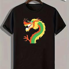 Dragon Pattern Print Men's Sports T-shirt