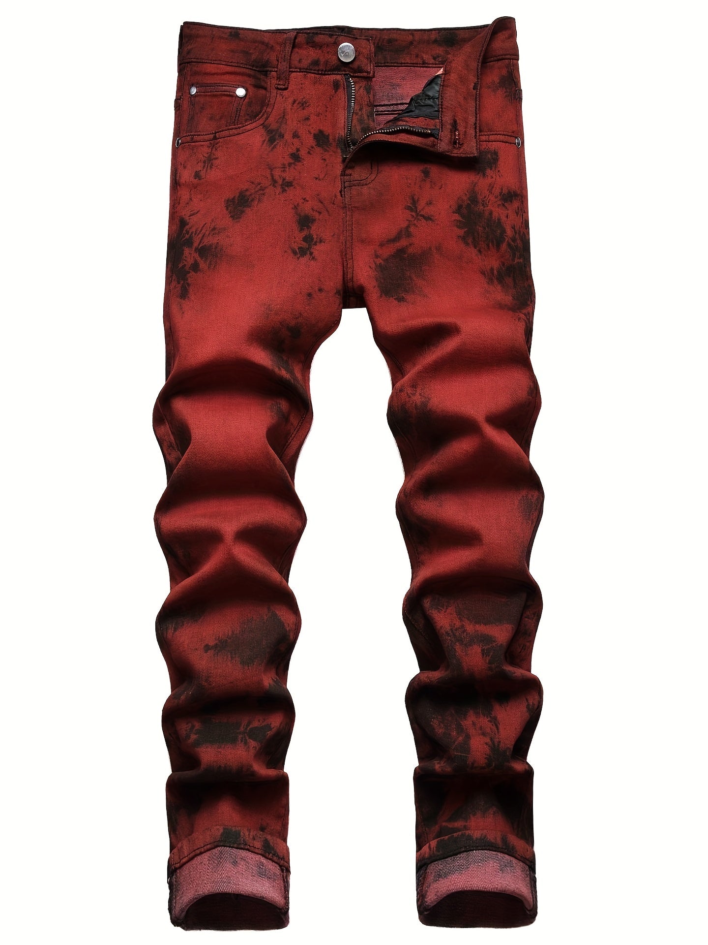 Boys Tie Dye Slim Jeans Denim Pants Street Hip Hop Style For Spring And Autumn
