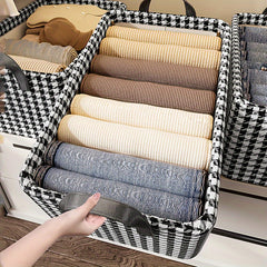 Houndstooth Foldable Storage Basket w/ Handles & Metal Rack Organizer