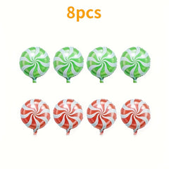 Red Green Windmill Candy Star Balloons - Christmas Party Decorations