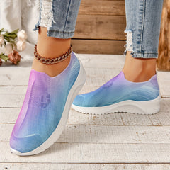 Women's Ombre Knit Slip on Sneakers Anti slip Comfort Running Shoes