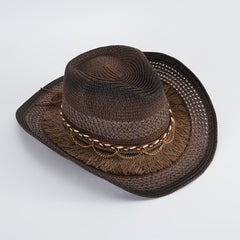 Retro Cowboy Straw Hat Beach Sunshade Hat For Travel Spring Summer