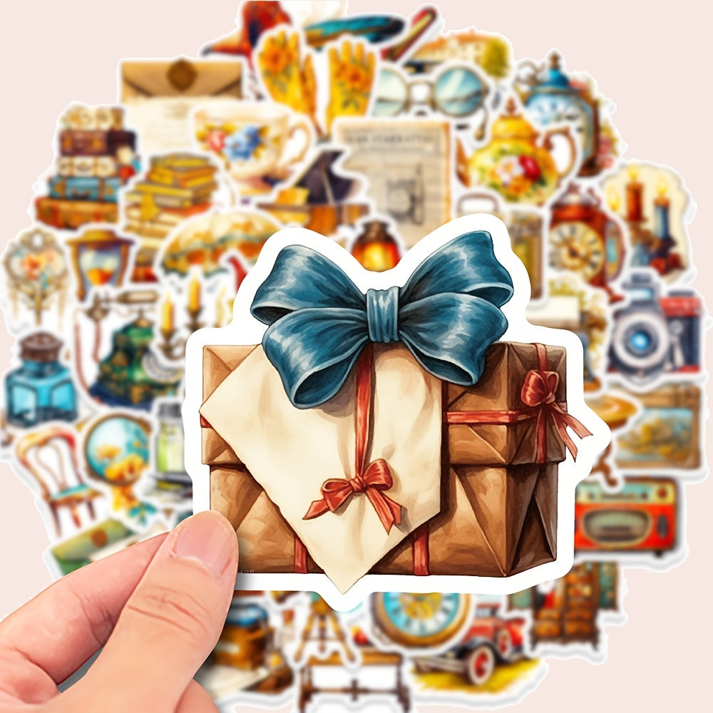 50pcs Vintage Style Stickers Retro Graffiti Stickers For Laptop Water Bottle
