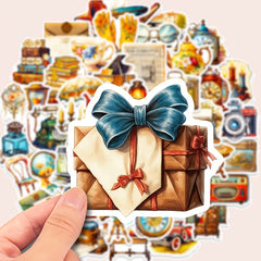 50pcs Vintage Style Stickers Retro Graffiti Stickers For Laptop Water Bottle