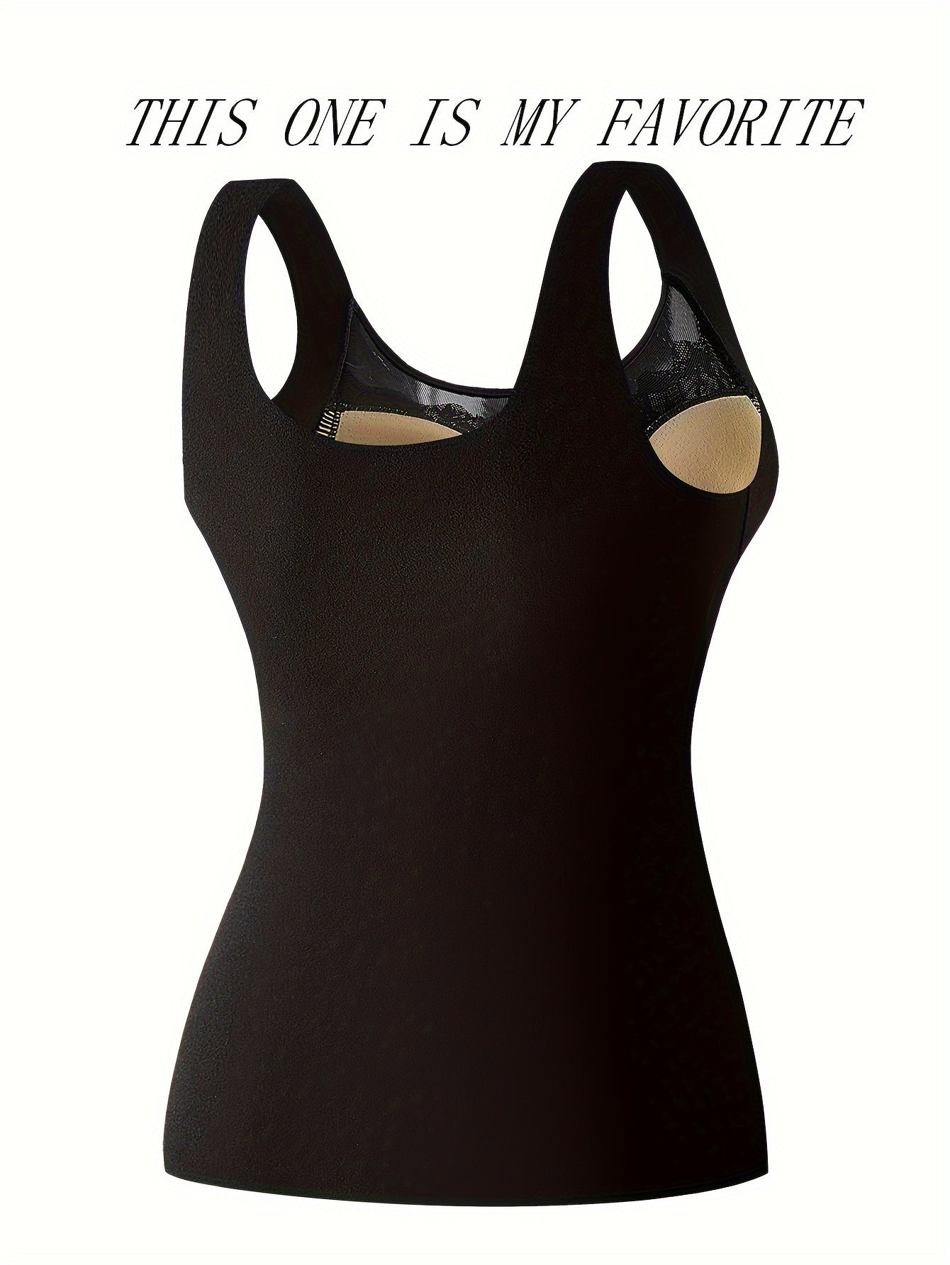 Lace Thermal Tank Top Crew Neck Sleeveless Women's Lingerie